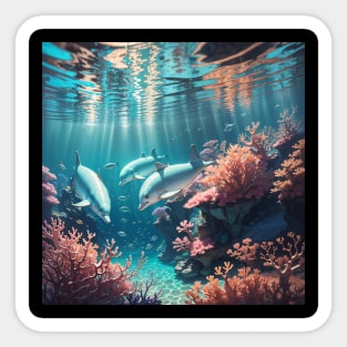 Deep Dive with Dolphins Sticker